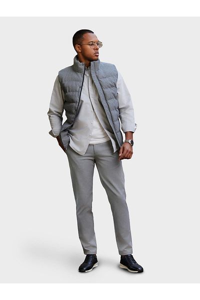 OMBRE Gesteppte ärmellose Jacke aus Wolle für Herren - grau meliert V1 OM-JAVJ-0200 S/M
