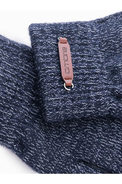 OMBRE Herren Strickhandschuhe mit Wolle - marineblau meliert V3 OM-ACGL-0110 Einheitsgröße