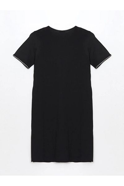 LC Waikiki Lcw Grace Black V-Neck A-Line Women's Dress