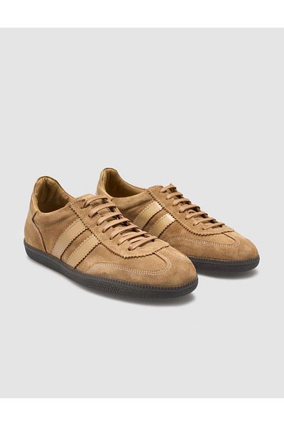 Cabani 100% Genuine Leather Tan Suede Lace-Up Women's Sneakers