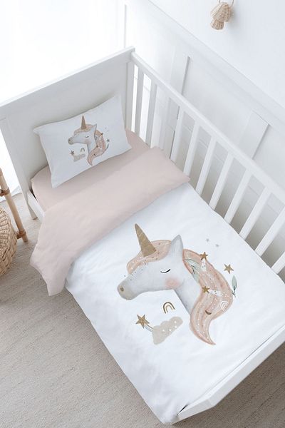 Tuğba Kuğu Baby Size Duvet Cover Set (100X150) - Royal Series - Unicorn Dream
