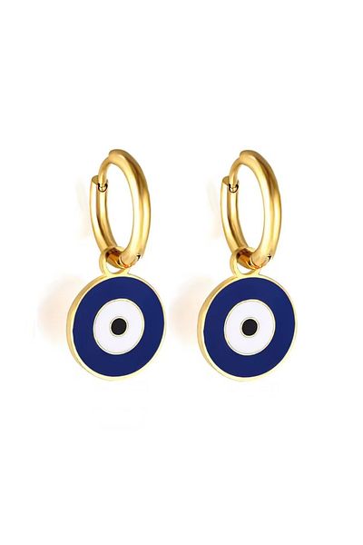 Janset Evil Eye Bead Model Steel Hoop Children's Earring - Sterile Surgical Steel Children's Earring