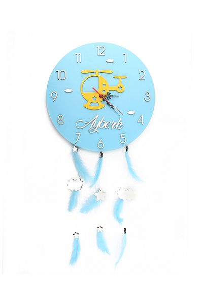 Lora Wedding 35cm Children and Baby Room Wooden Wall Clock with Relief Figures