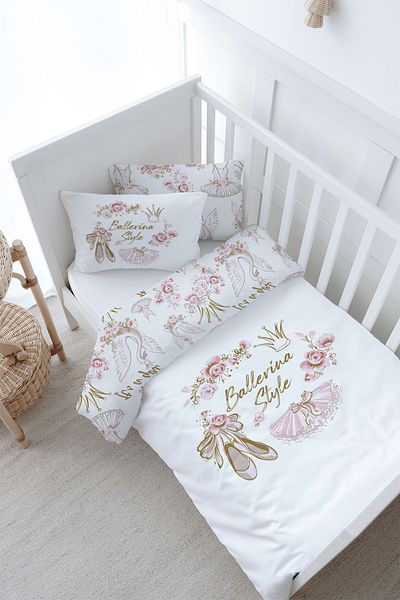 Tuğba Kuğu Baby Size Duvet Cover Set (100X150) - for Baby Series - Gold Ballet Clothes