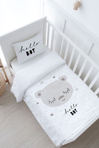 Tuğba Kuğu Iconic Series - 100X150 Baby Size Duvet Cover Set, Brown Eared Teddy Bear