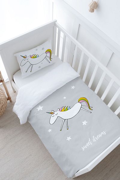 Tuğba Kuğu Pure Baby Duvet Cover Set - Doodle Unicorn (100X150)