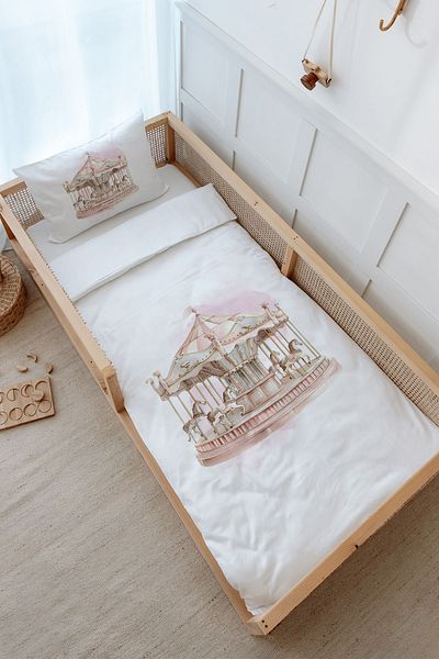 Tuğba Kuğu Montessori Duvet Cover Set - Royal Pink Carousel (100X200)