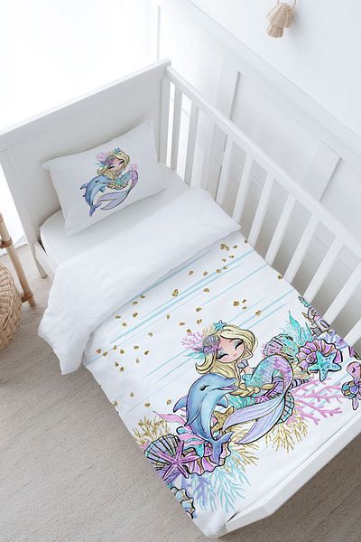 Tuğba Kuğu Iconic Series - Blonde Mermaid Baby Duvet Cover Set (100X150)