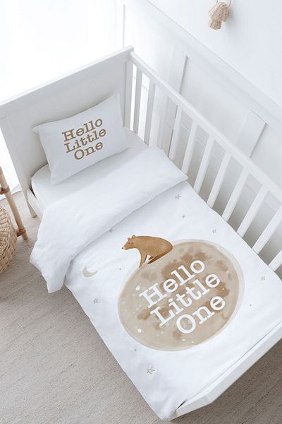Tuğba Kuğu Pure Baby Series Hello Bear - 100X150 Baby Size Duvet Cover Set