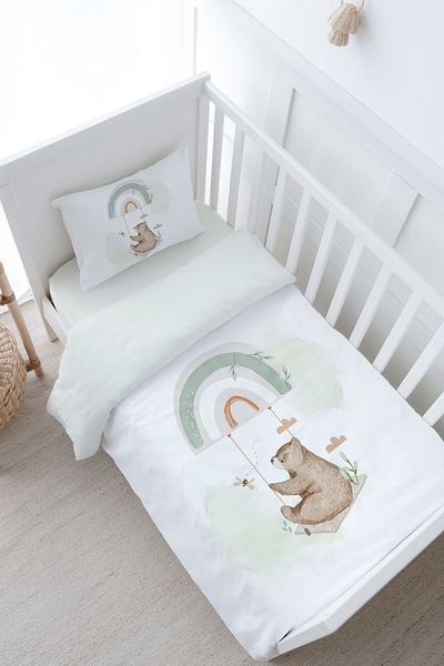 Tuğba Kuğu Royal Series Baby Size Duvet Cover Set - Welcome Baby Bear (100X150)