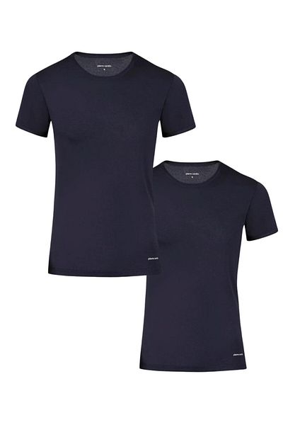 Pierre Cardin Ανδρικό μπλουζάκι από 100% βαμβάκι Navy Blue 2 τεμαχίων με ραβδώσεις O λαιμόκοψη Q5.U.5O.K1.K.A.P.C