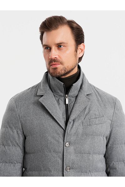 OMBRE Herrenjacke im Jackenschnitt mit Fleecefutter - grau V1 OM-JALP-0170 XXL