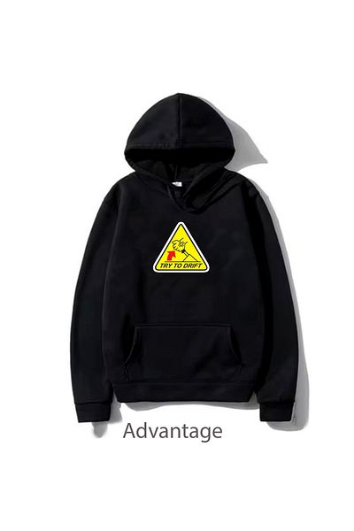 JDM Суитшърт с качулка Code Trend JDM Motorsport Drift Printed, унисекс, черен, код 94423