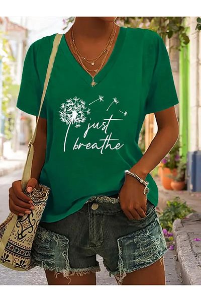 Deocept Oversize V-Neck Women's T-shirt - Printed and Loose
