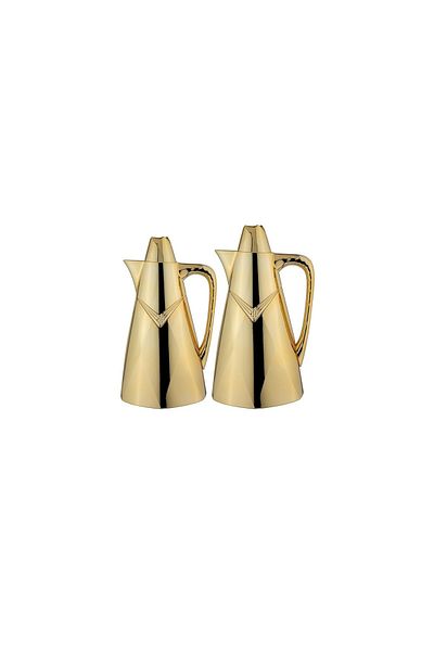 ALSAIF Ghinaa 2-pieces Coffee And Tea Vacuum Flask Set, Size:0,75/1,0 Liter,colour:gold