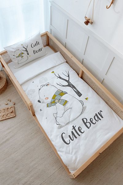 Tuğba Kuğu Baby Series Montessori Duvet Cover Set - Polar Bear with Scarf (100X200)
