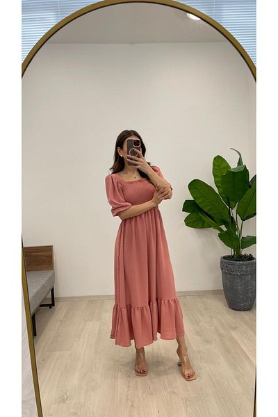 Nazline Women's Gipeli Short Sleeve Ayrobin Long Dress