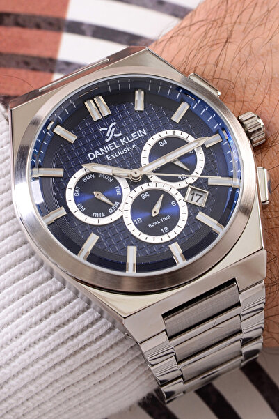 Daniel Klein Erkek Lacivert Kadran  Exclusive Multi Fonksiyonel 5 Atm Metal Kordon Kol Saati