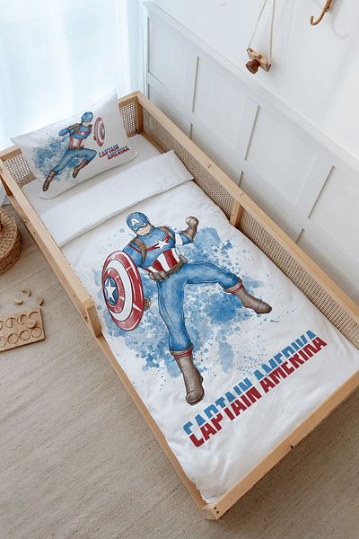 Tuğba Kuğu Montessori Duvet Cover Set (100X200) - Cartoon Series - Captain America
