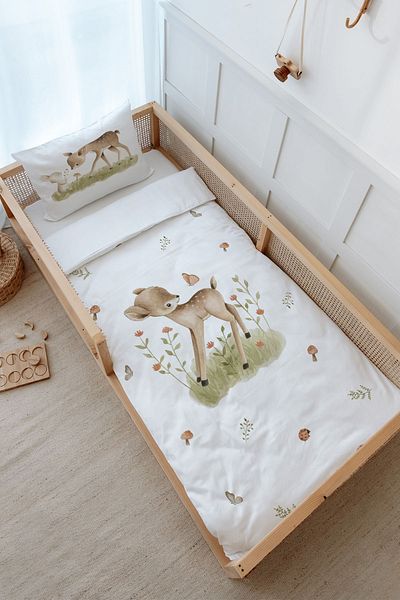 Tuğba Kuğu Montessori Duvet Cover Set (100X200) - Iconic Series - Gazelle Playing with Butterfly