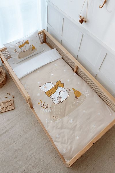 Tuğba Kuğu Montessori Duvet Cover Set (100X200) - for Baby Series - Brown Scarf Bear