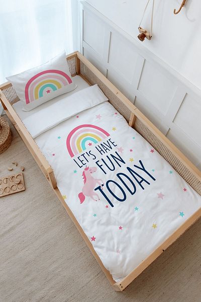 Tuğba Kuğu Unicorn Patterned Montessori Duvet Cover Set - Pure Baby, 100X200