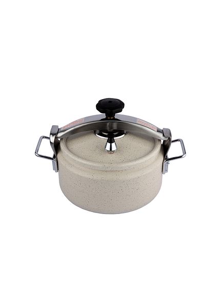 ALSAIF Aluminum Granite Pressure Cooker Iron Handle, Short Height, 12 Liter, Color: Pearl White