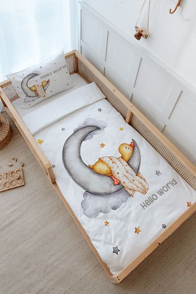 Tuğba Kuğu Pure Baby Montessori Duvet Cover Set - Duck Sleeping on the Moon (100X200)