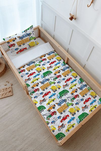 Tuğba Kuğu Montessori Duvet Cover Set (100X200) - Iconic Series - Colorful Vehicles