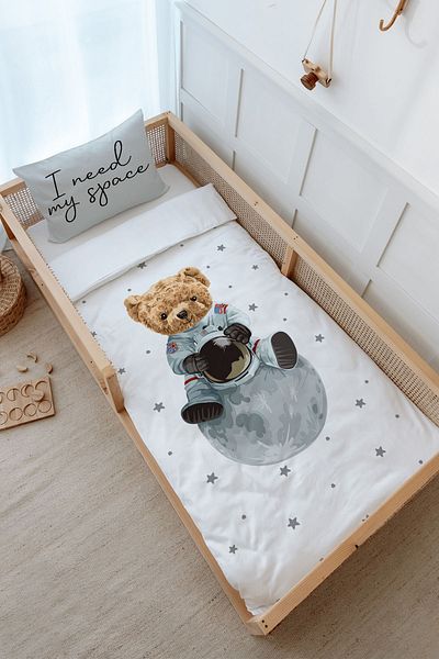 Tuğba Kuğu Montessori Iconic Series Duvet Cover Set - Astronaut Teddy Bear (100X200)