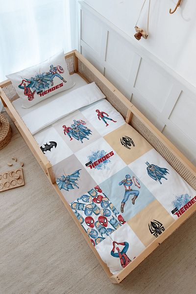 Tuğba Kuğu Montessori Duvet Cover Set (100X200) - Cartoon Series - Super Heroes Patchwork
