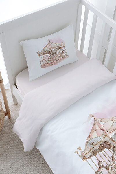 Tuğba Kuğu Bebek Boy Nevresim Takımı (100x150) - Royal Series - Pink Carousel