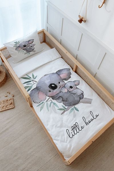 Tuğba Kuğu Pure Baby Montessori Duvet Cover Set - Baby and Mother Koala (100X200)