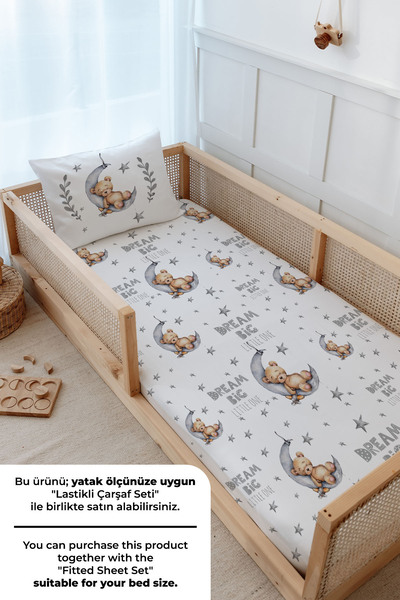 Tuğba Kuğu Montessori Nevresim Takımı (100x200) - For Baby Serisi - Ayda Uyuyan Ayı