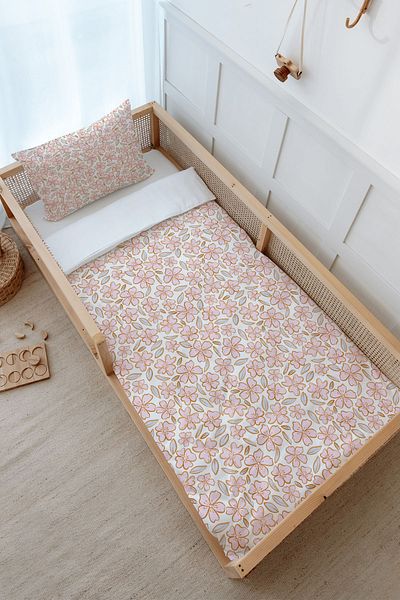 Tuğba Kuğu Montessori Iconic Series Duvet Cover Set - Pink Flowers (100X200)