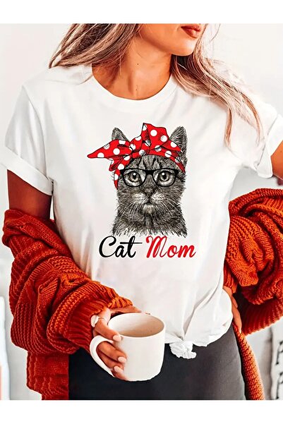 WOODROFFE Ženska majica sa printom "Cat MOM" (Mačka mama) širokog kroja