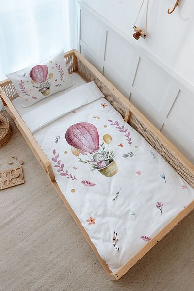 Tuğba Kuğu Elephant in Pink Balloon Montessori Duvet Cover Set - 100X200 Baby Series