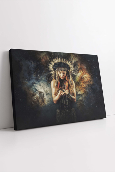 KOSS Dijital Pictură decorativă pe pânză cu femeie șamană indiană, decor de p...