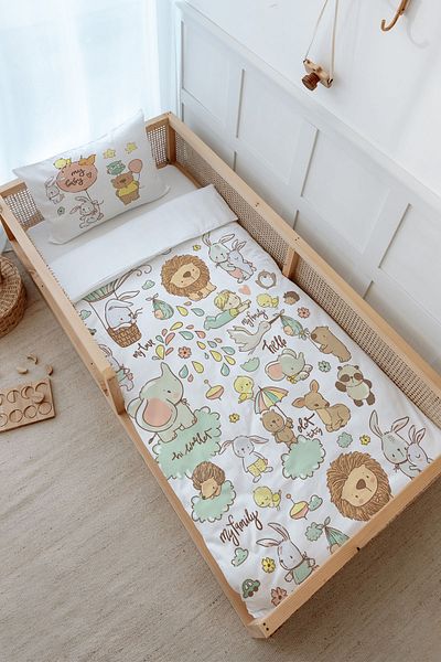 Tuğba Kuğu Montessori Duvet Cover Set (100X200) - Iconic Series - Cute Zoo