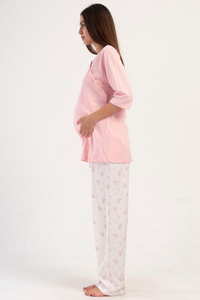 VİENETTA Pink Capri Sleeve Maternity & Maternity Sleepwear - C6T6N0O504