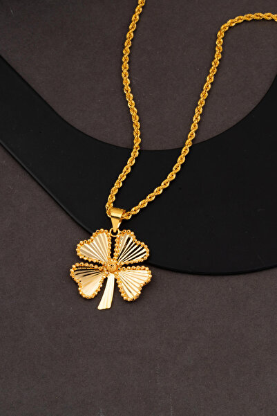 Bilezikci 22 Ayar Işıltılı Yonca Altın Kolye 3 cm. Çaplı