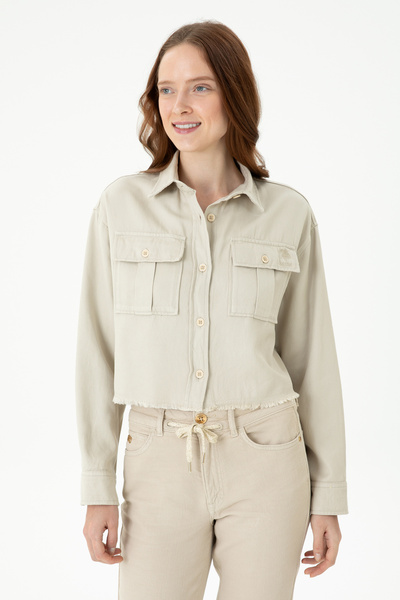 U.S. Polo Assn. Women's Stone Long Sleeve Shirt 50271427 -Vr049