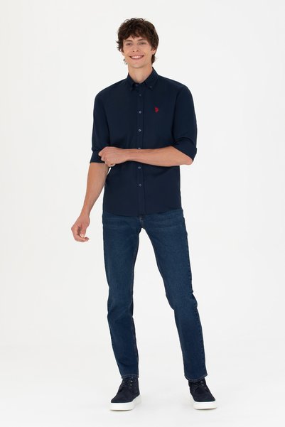 U.S. Polo Assn. Erkek Lacivert Uzun Kollu Basic Gömlek 50271291-VR033