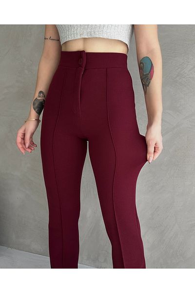 mymoda Angel Women's Burgundy Chimali Fabric Palazzo Trousers