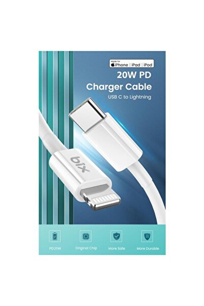 Bix Bx-ıp02uc Type-c To Lightning Data Ve Şarj Kablosu Beyaz 1 Metre