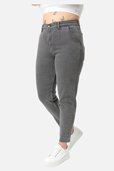 CEDY DENIM Mom Fit Jean Large Size High Waist Carrot Cut Skinny Leg Pleated Stretch Denim Pants C600