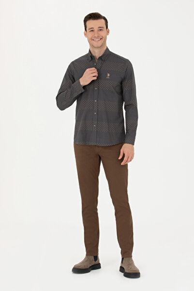 U.S. Polo Assn. Erkek Antrasit Uzun Kollu Gömlek 50272440-VR006