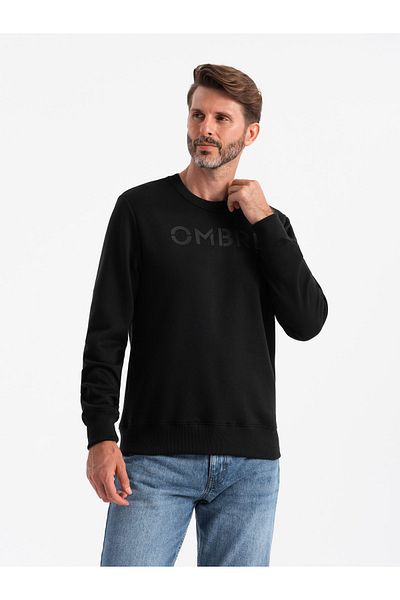 OMBRE Classic men's sweatshirt with inscription - black V4 OM-SSPS-0181 XL