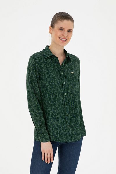 U.S. Polo Assn. Women's Green Long Sleeve Shirt 50272148 -Vr054