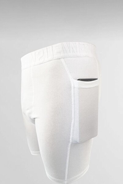 Weweus Men's Long Boxers with White Hidden Pockets